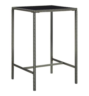 Garten-Bartisch Grau 70x70x110 cm Poly Rattan und Glas