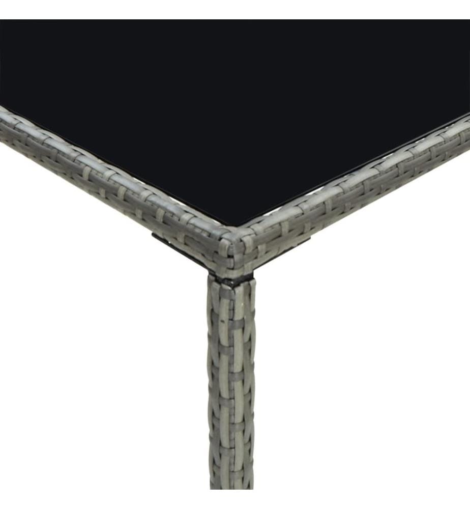 Garten-Bartisch Grau 70x70x110 cm Poly Rattan und Glas