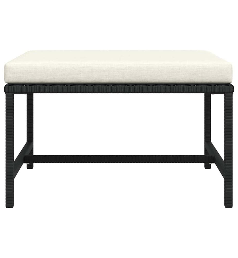 Repose-pied sectionnel avec coussin Noir Résine tressée