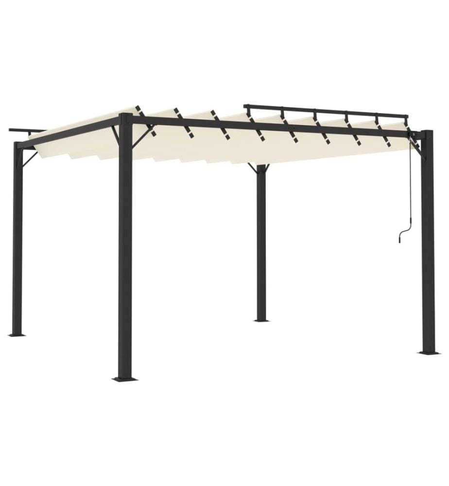 Pergola mit Lamellendach 3x3 m Creme Stoff und Aluminium
