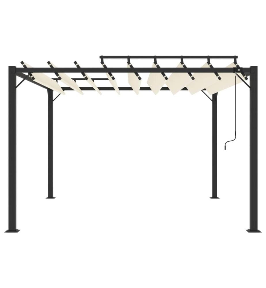 Pergola mit Lamellendach 3x3 m Creme Stoff und Aluminium