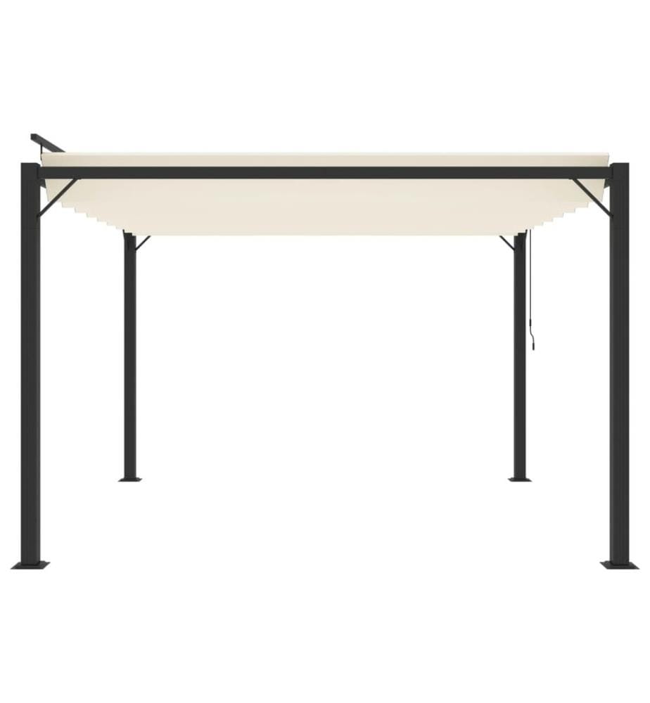 Pergola mit Lamellendach 3x3 m Creme Stoff und Aluminium