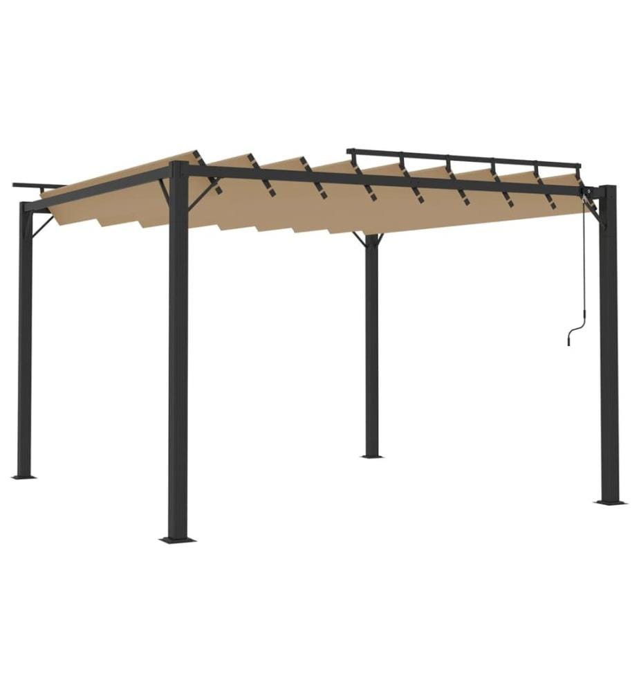 Pergola mit Lamellendach 3x3 m Taupe Stoff und Aluminium