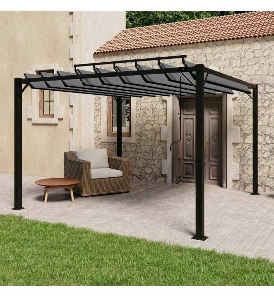 Tonnelle avec toit à persienne 3x3 m Anthracite Tissu aluminium