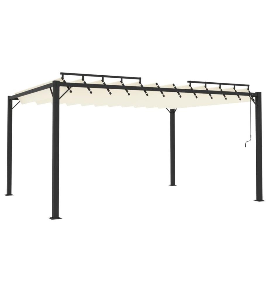 Pergola mit Lamellendach 3x4 m Creme Stoff und Aluminium
