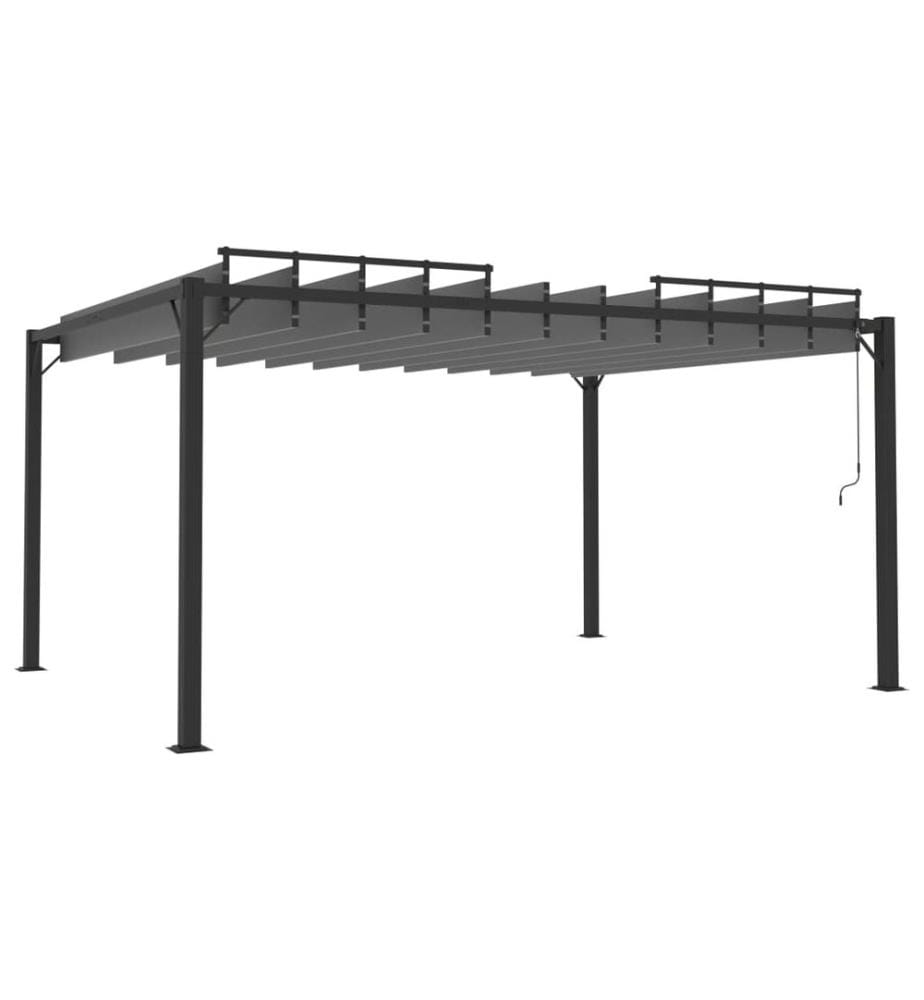 Pergola mit Lamellendach 3x4 m Anthrazit Stoff und Aluminium