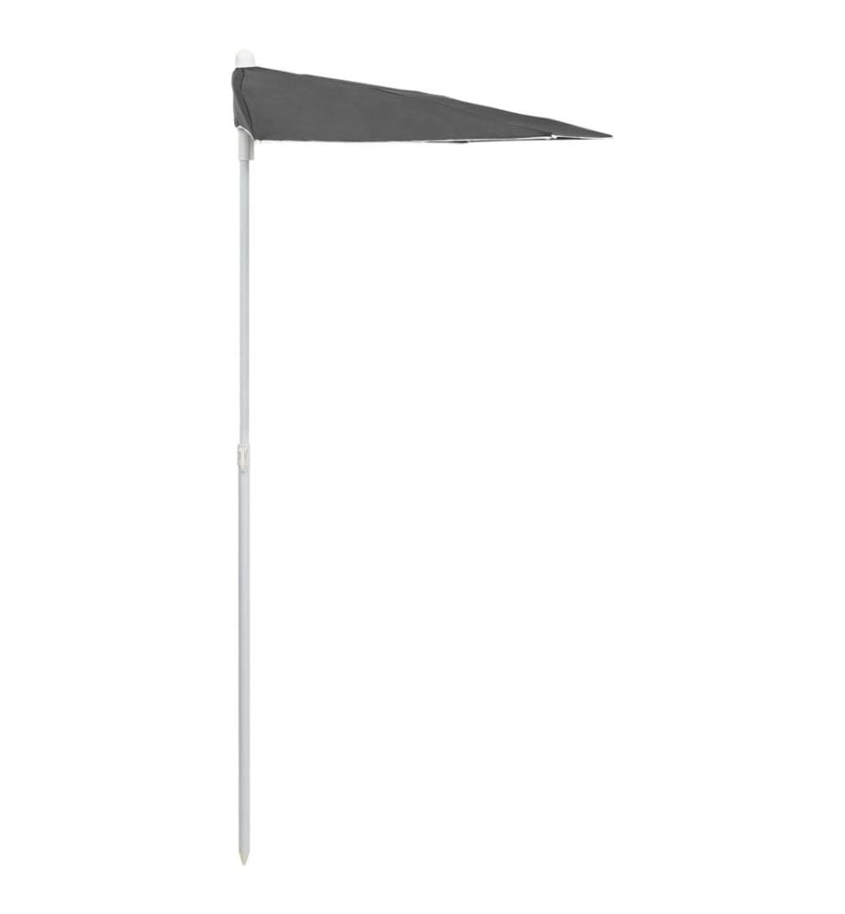 Demi-parasol de jardin avec mât 180x90 cm anthracite