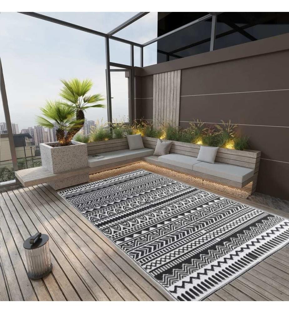 Outdoor-Teppich ARAKIL Schwarz 190x290 cm PP