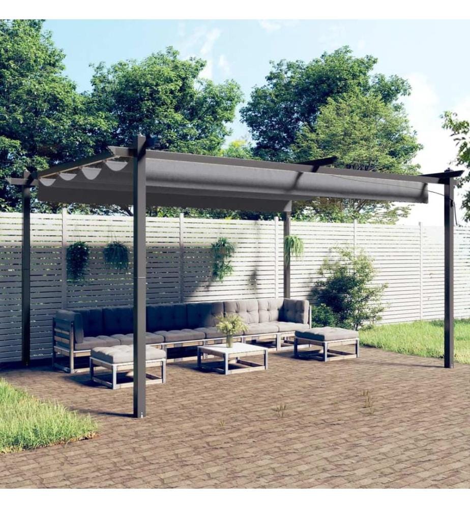 Tonnelle de jardin avec toit rétractable 4x3 m Anthracite
