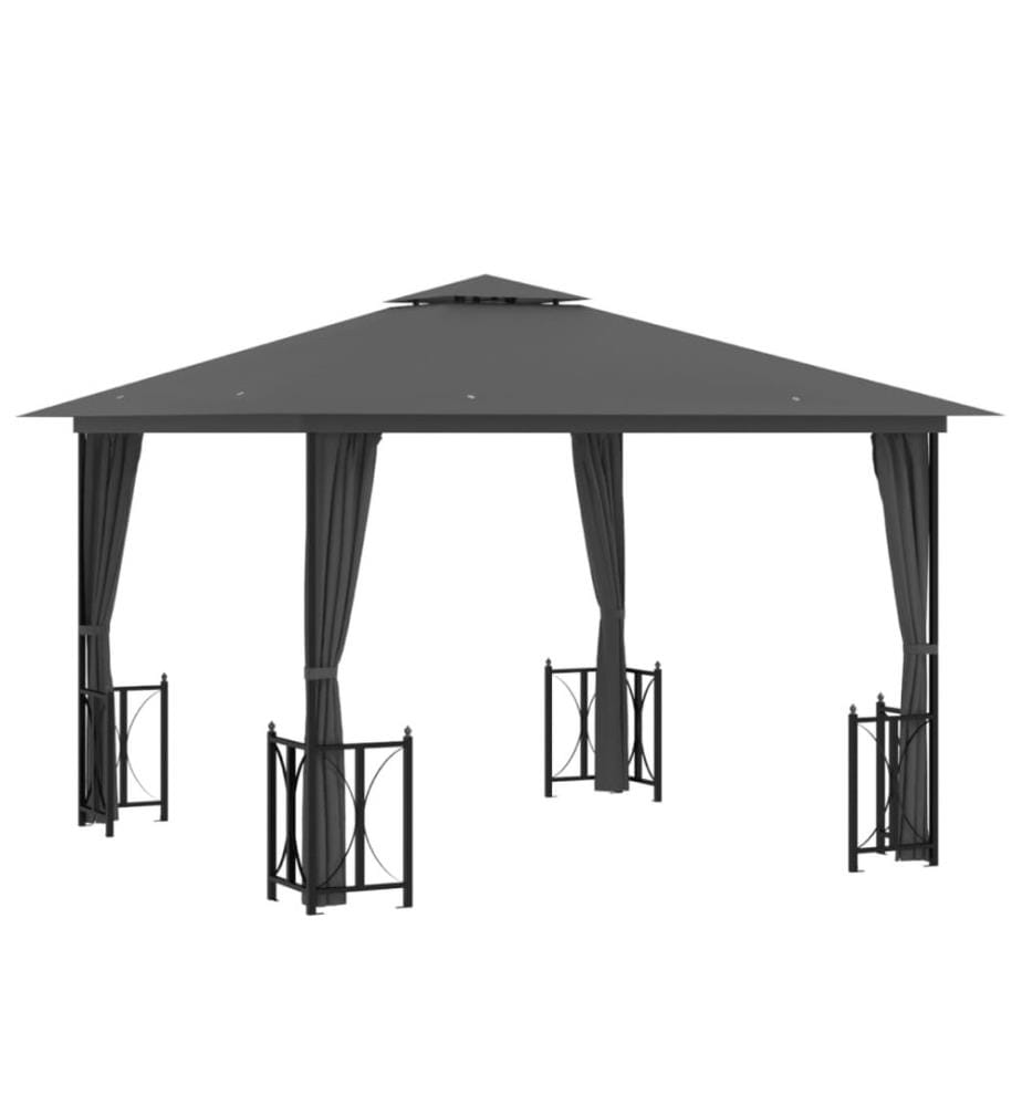 Pavillon mit Seitenwänden & Doppeldach 3x3 m Anthrazit