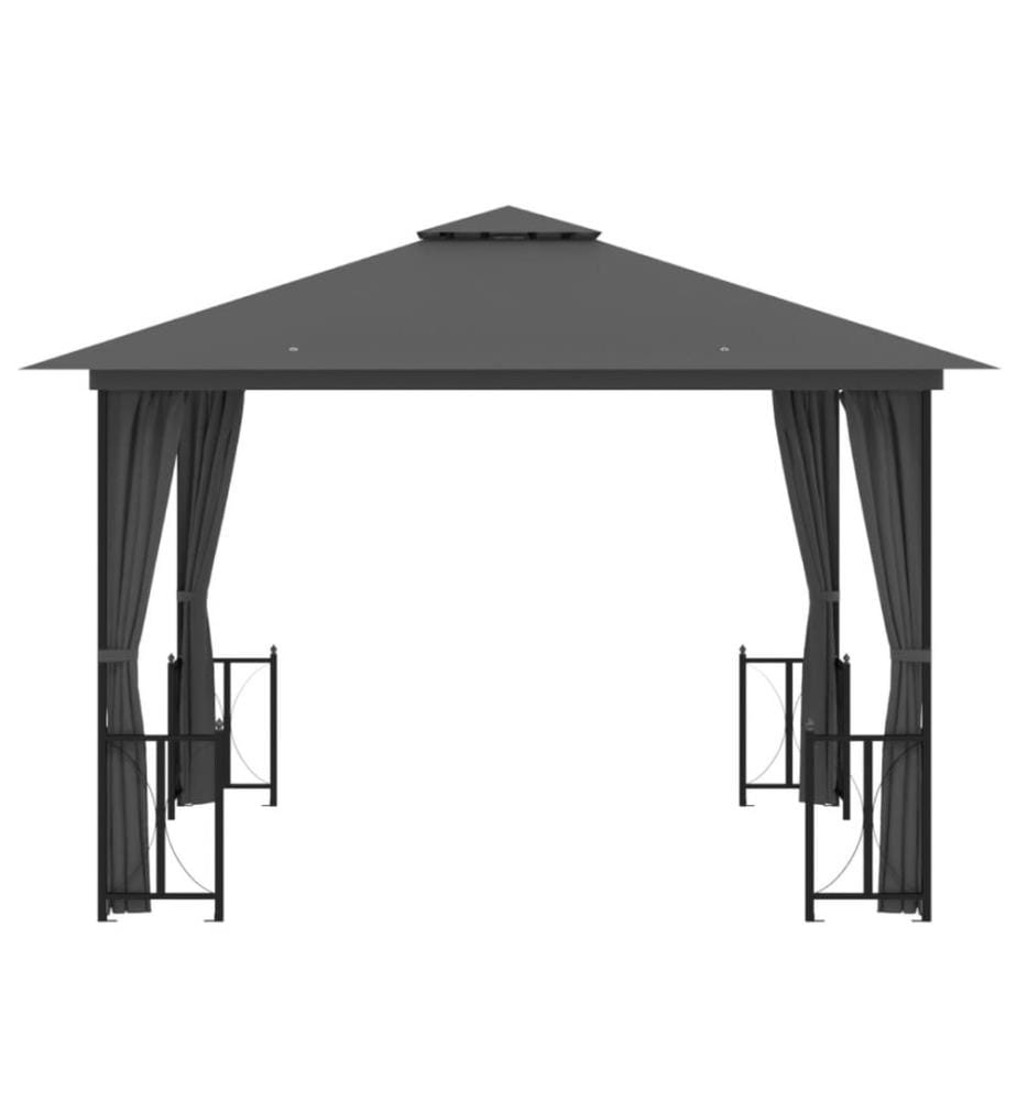 Pavillon mit Seitenwänden & Doppeldach 3x3 m Anthrazit