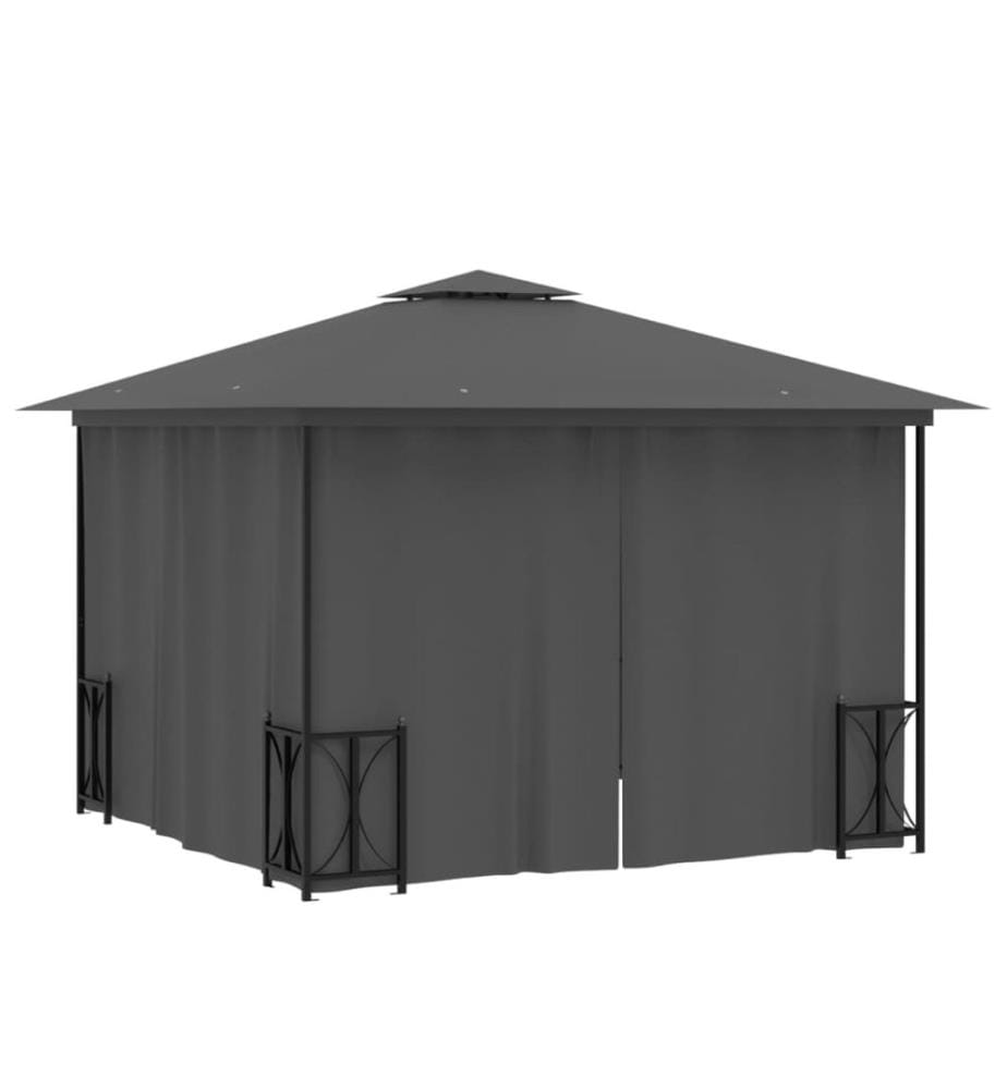 Pavillon mit Seitenwänden & Doppeldach 3x3 m Anthrazit