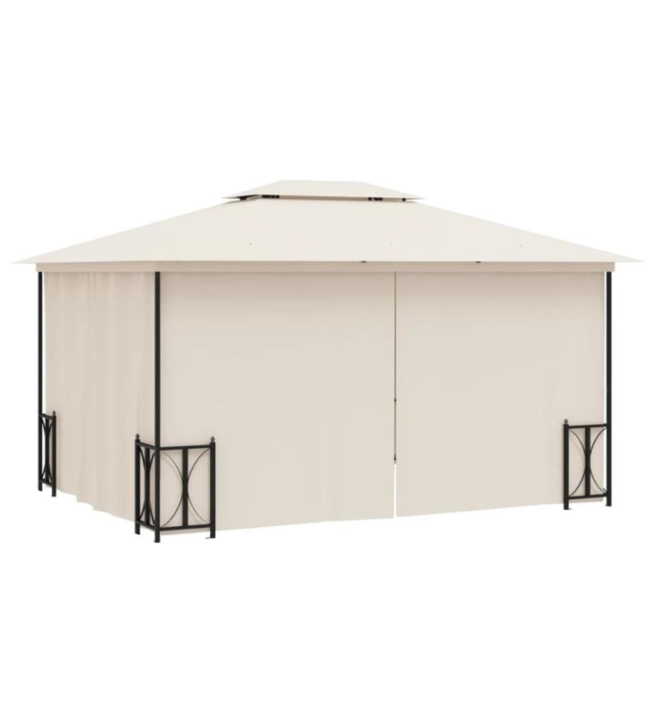 Tonnelle avec parois et toit double 3x4 m Crème