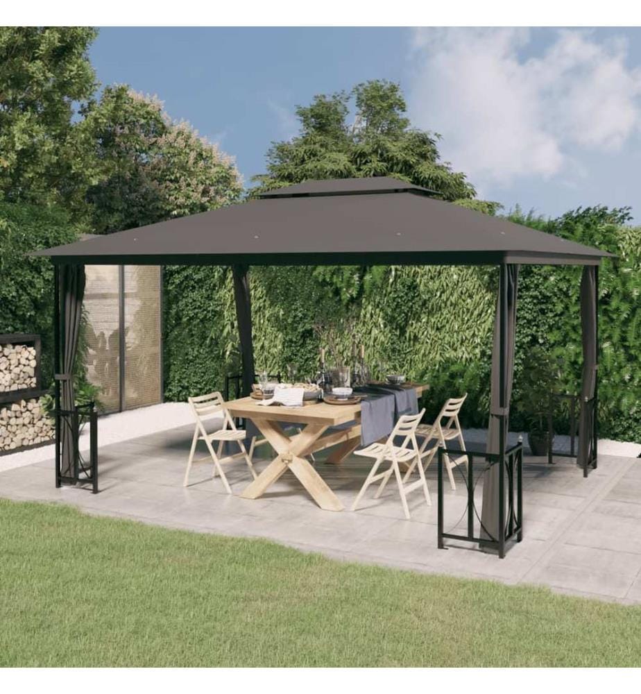 Tonnelle avec parois et toit double 3x4 m Anthracite