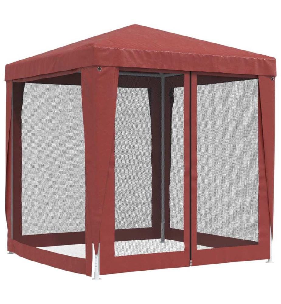 Partyzelt mit 4 Mesh-Seitenwänden Rot 2x2 m HDPE