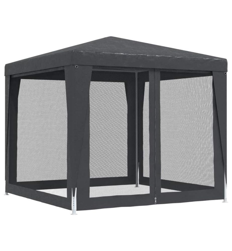 Partyzelt mit 4 Mesh-Seitenwänden Anthrazit 2,5x2,5 m HDPE