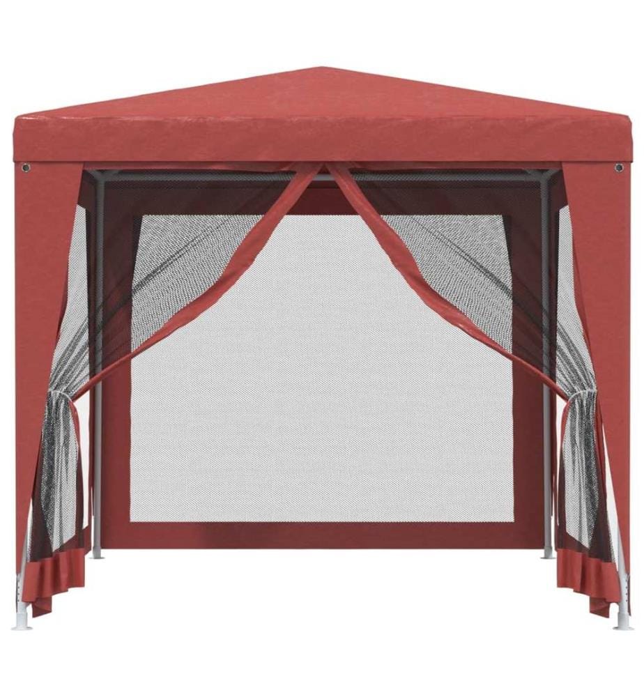 Partyzelt mit 4 Mesh-Seitenwänden Rot 2,5x2,5 m HDPE