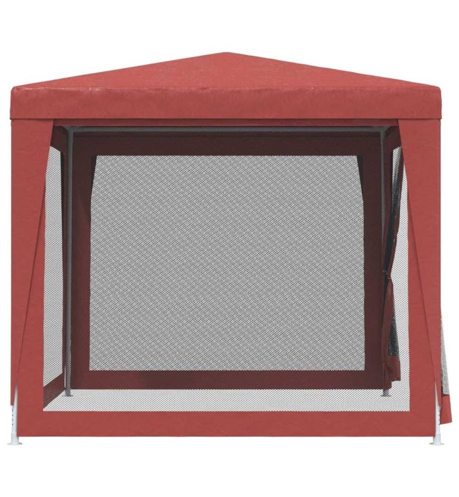 Partyzelt mit 4 Mesh-Seitenwänden Rot 2,5x2,5 m HDPE