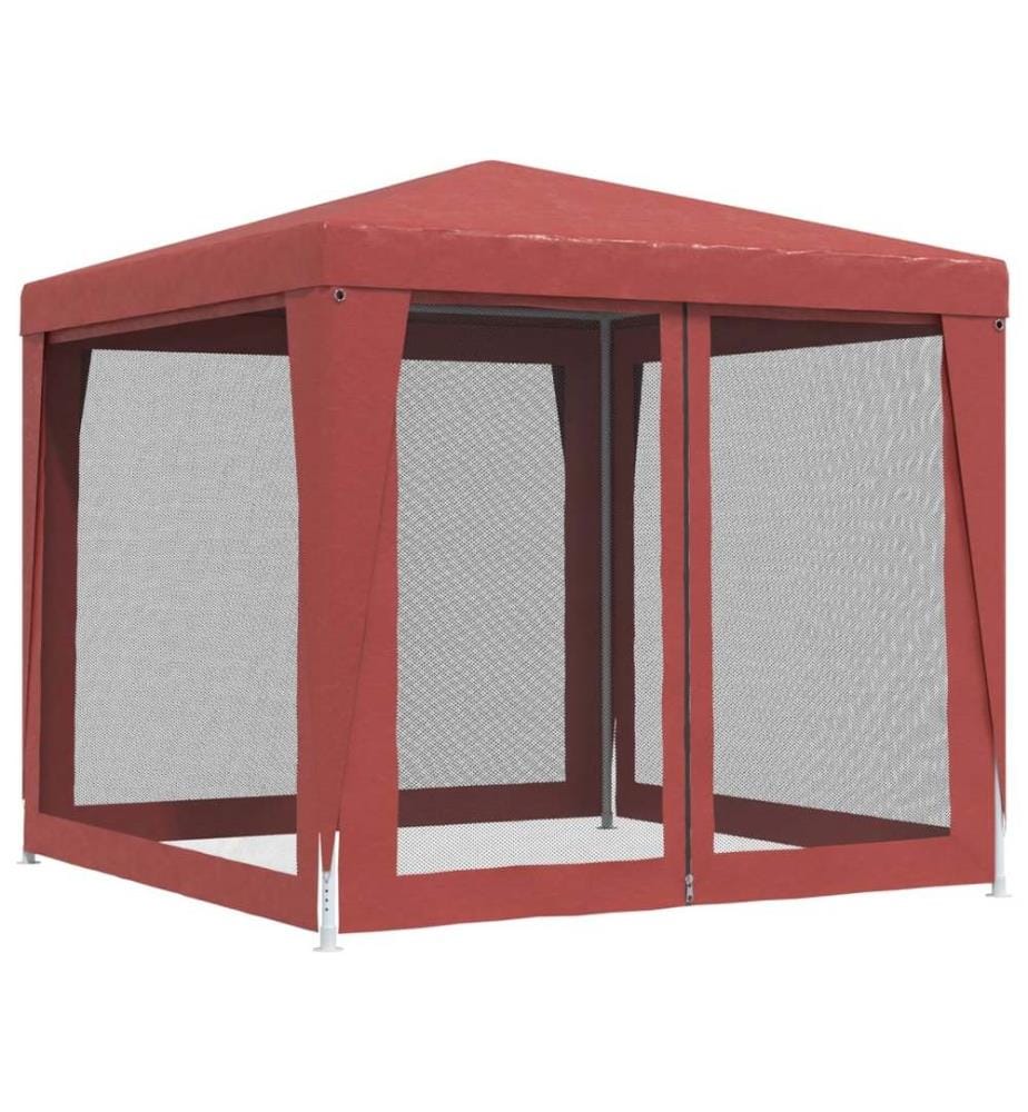 Partyzelt mit 4 Mesh-Seitenwänden Rot 2,5x2,5 m HDPE