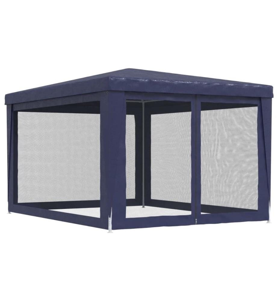 Partyzelt mit 4 Mesh-Seitenwänden Blau 3x4 m HDPE