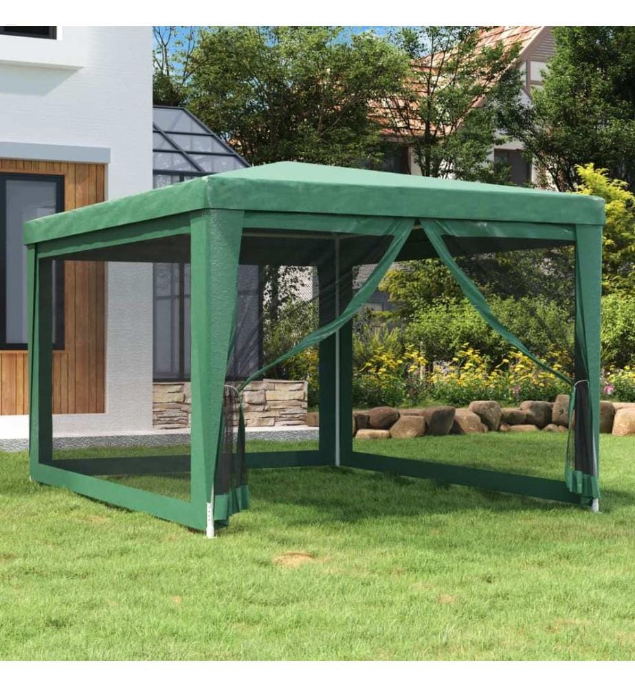 Partyzelt mit 4 Mesh-Seitenwänden Grün 3x4 m HDPE