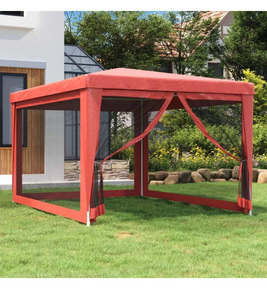 Tente de fête avec 4 parois latérales en maille Rouge 3x4m PEHD