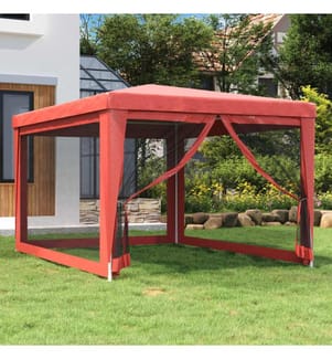 Partyzelt mit 4 Mesh-Seitenwänden Rot 3x4 m HDPE