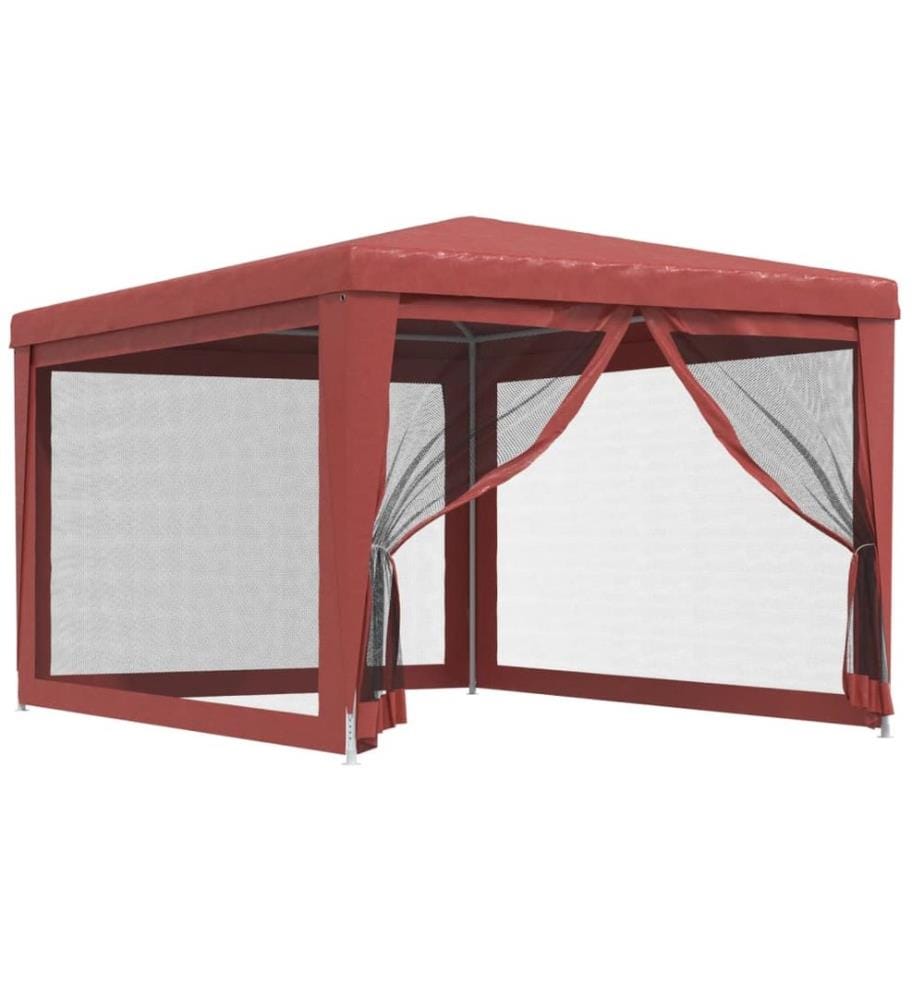 Tente de fête avec 4 parois latérales en maille Rouge 3x4m PEHD