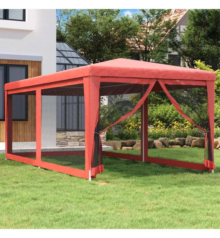 Tente de fête avec 6 parois latérales en maille Rouge 3x6m PEHD