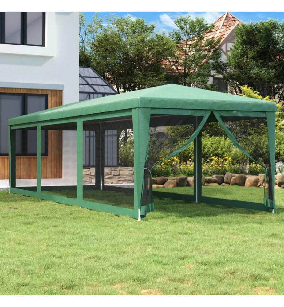 Tente de fête avec 8 parois latérales en maille Vert 3x9 m PEHD
