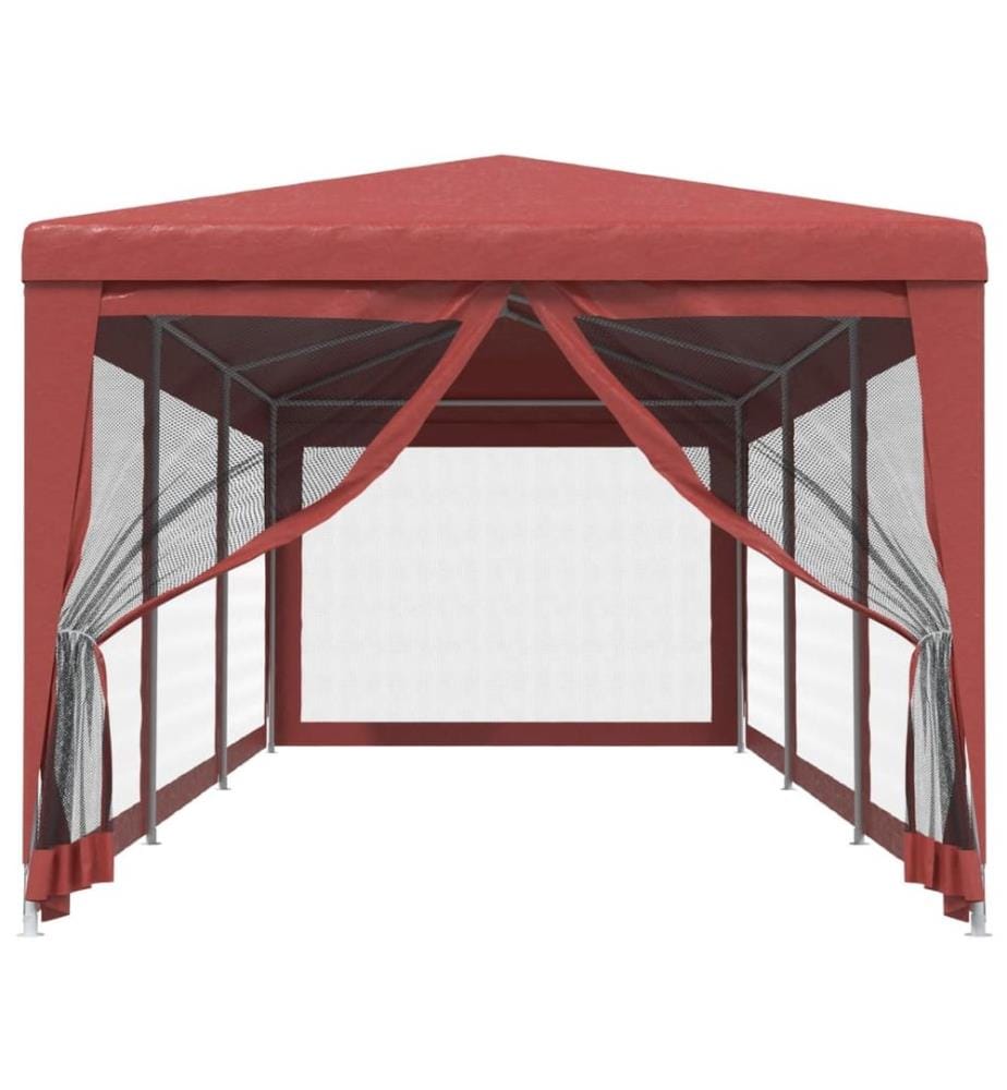 Tente de fête avec 8 parois latérales en maille Rouge 3x9m PEHD