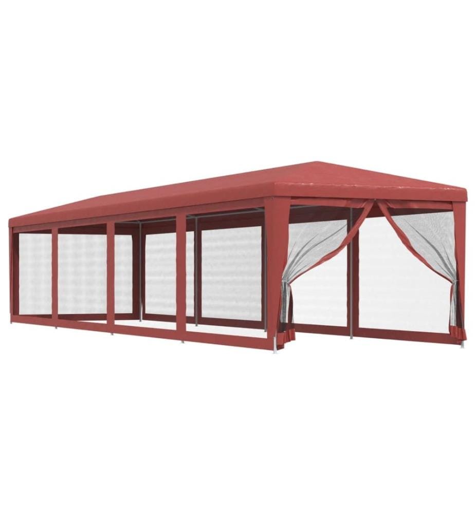 Tente de fête 10 parois latérales en maille Rouge 3x12 m PEHD