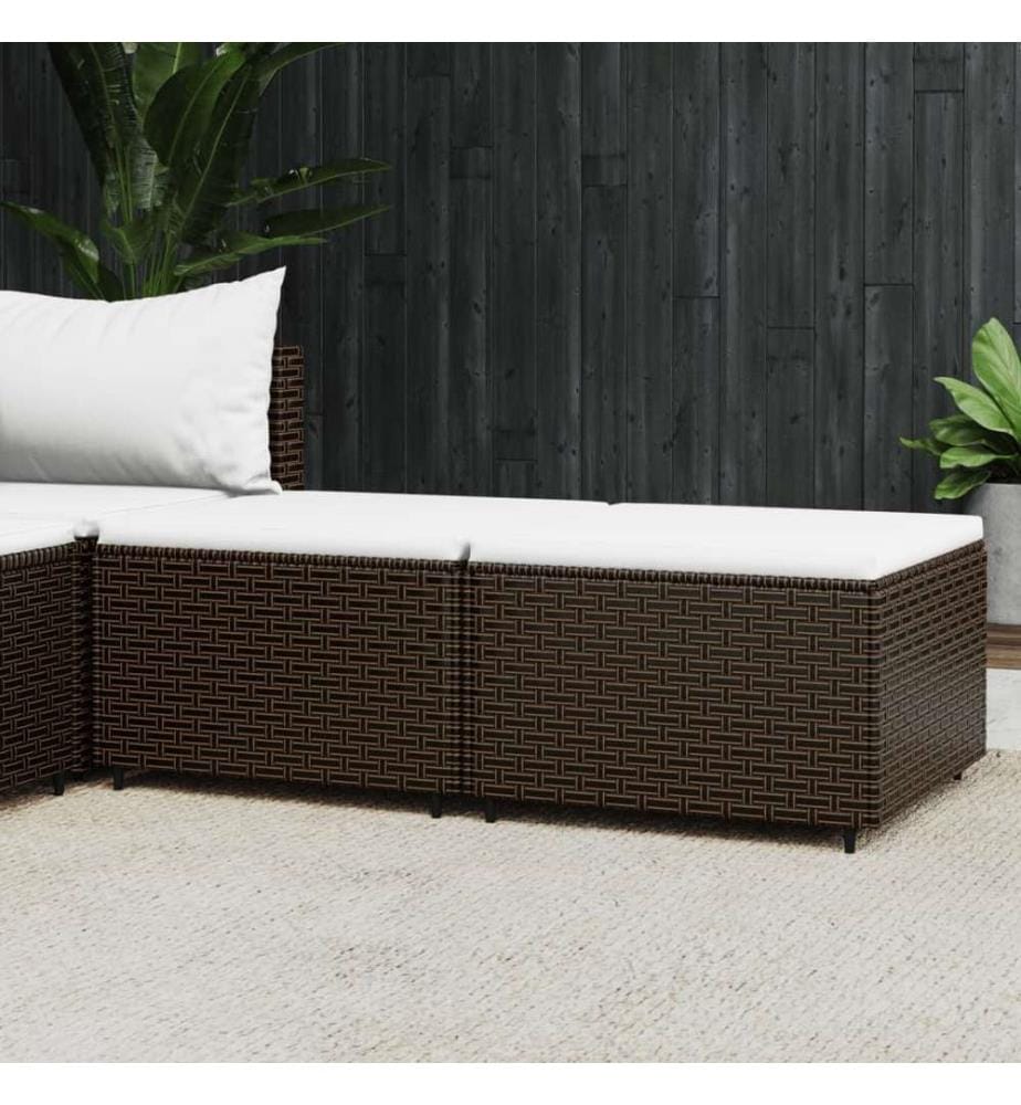 Gartenhocker mit Kissen 2 Stk. Braun Poly Rattan