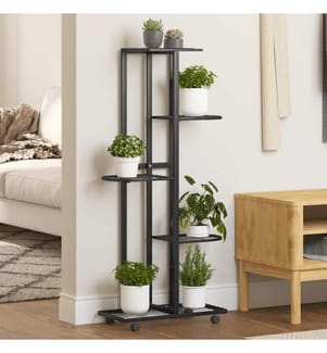 Blumenständer 5-Etagen mit Rollen 44x23x100 cm Schwarz Eisen