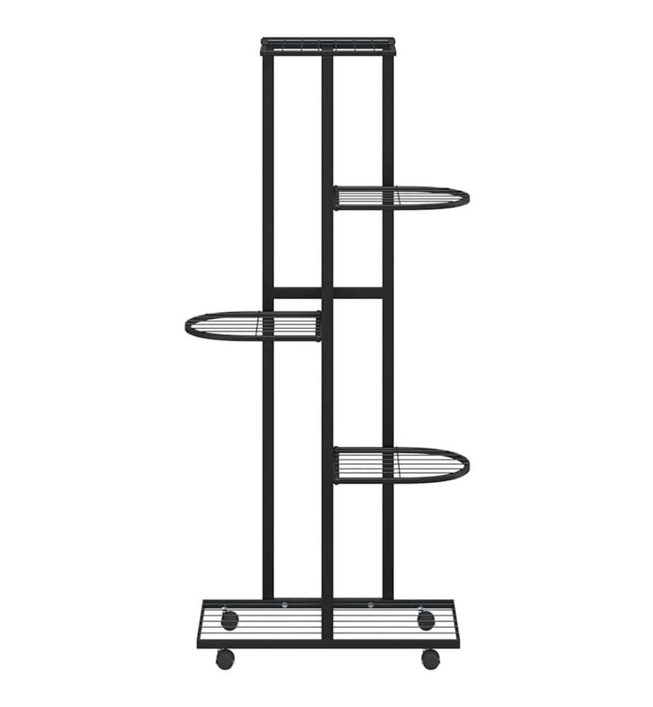 Blumenständer 5-Etagen mit Rollen 44x23x100 cm Schwarz Eisen