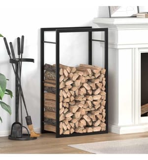 Brennholzregal Mattschwarz 50x28x94 cm Stahl
