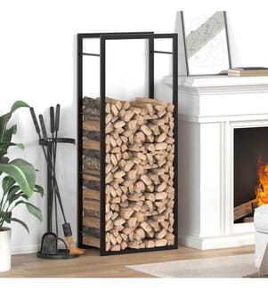 Brennholzregal Mattschwarz 50x28x132 cm Stahl