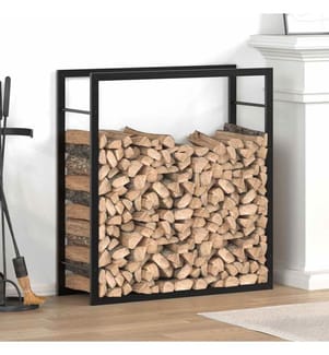 Brennholzregal Mattschwarz 80x28x86 cm Stahl