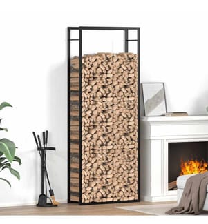 Brennholzregal Mattschwarz 80 x 28 x 222 cm Stahl