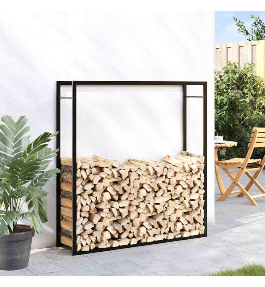 Portant de bois de chauffage Noir mat 110x28x116 cm Acier