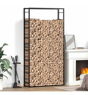 Brennholzregal Mattschwarz 110x28x214 cm Stahl