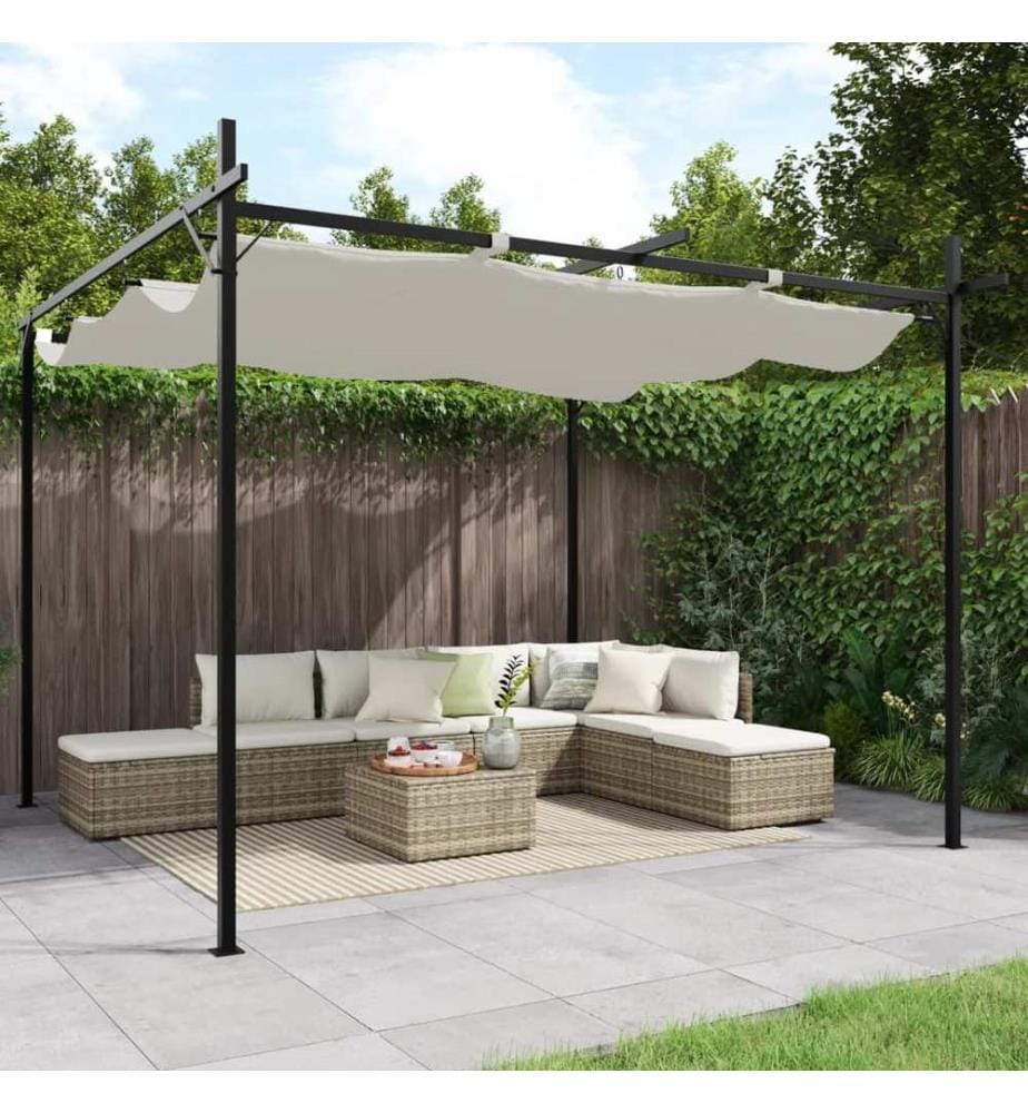 Pergola mit Schiebedach Creme 295x292x230 cm