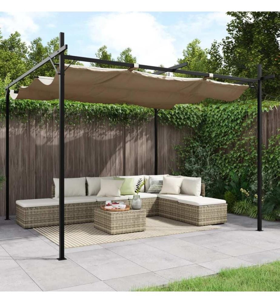 Pergola avec toit rétractable taupe 295x292x230 cm