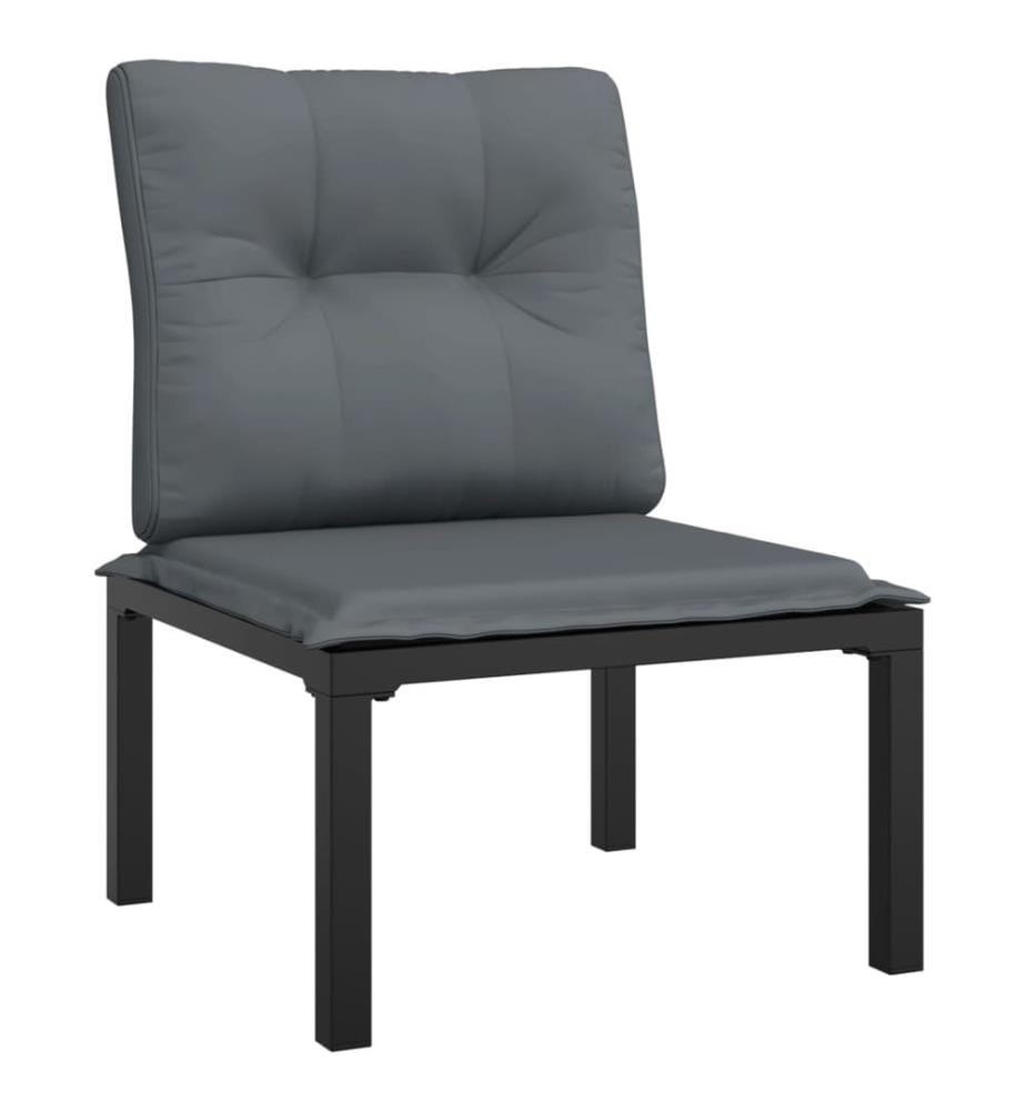 Chaise de jardin avec coussins noir/gris résine tressée
