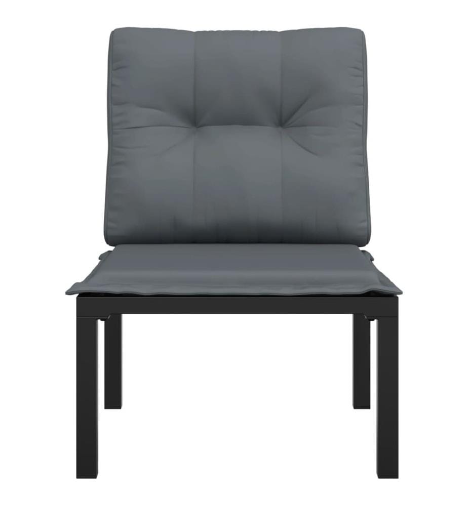 Chaise de jardin avec coussins noir/gris résine tressée