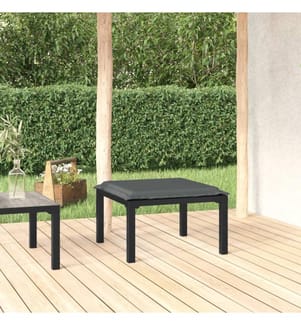 Repose-pied de jardin avec coussin noir et gris résine tressée