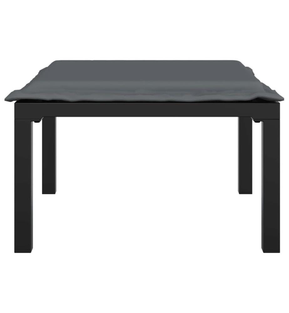Repose-pied de jardin avec coussin noir et gris résine tressée