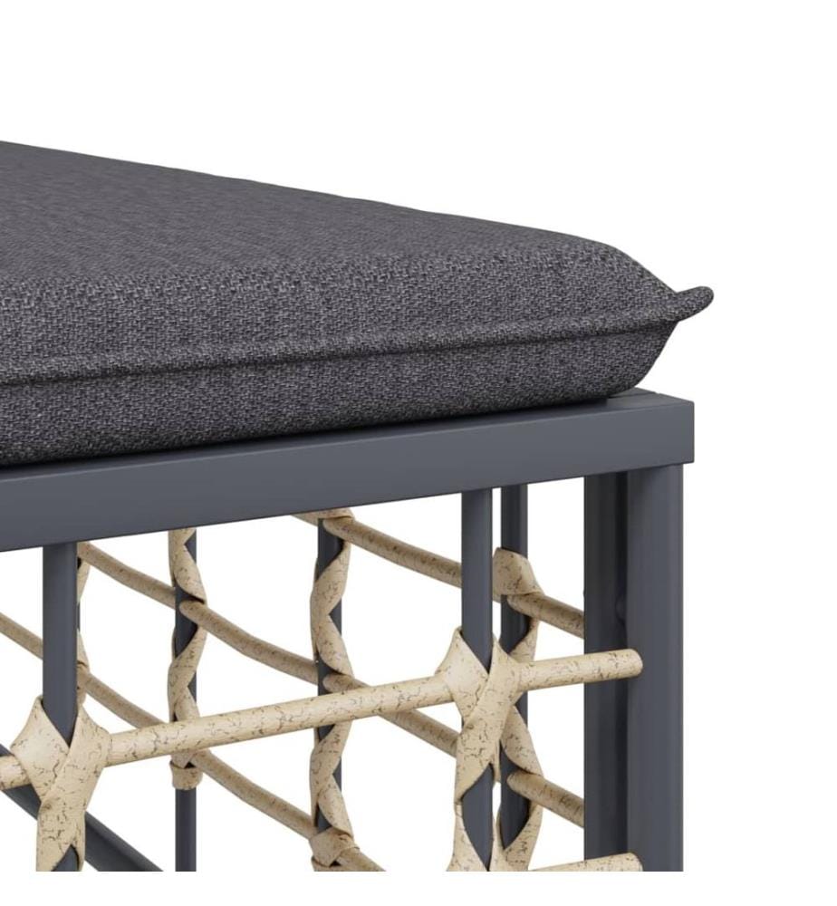Canapé central de jardin avec coussin gris foncé résine tressée