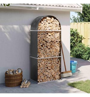 Porte-bûches Anthracite 80x45x190 cm Acier galvanisé