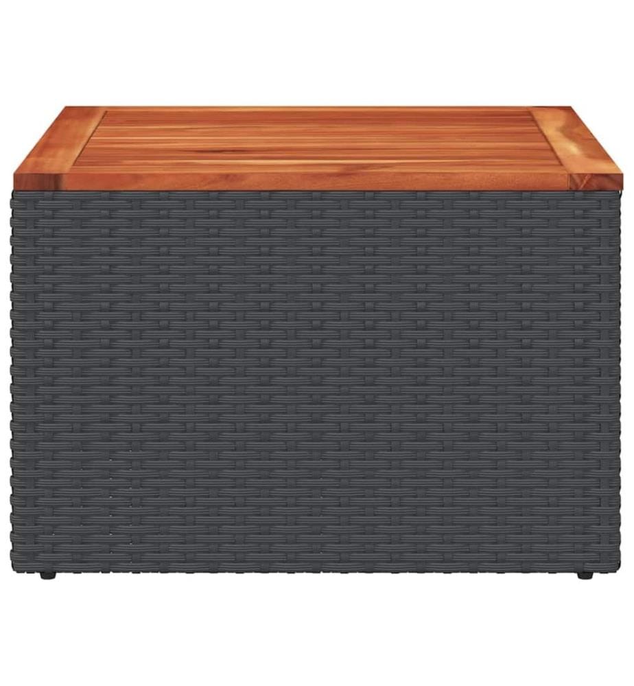 Gartentisch Schwarz 55 x 55 x 37 cm Poly Rattan und Akazienholz